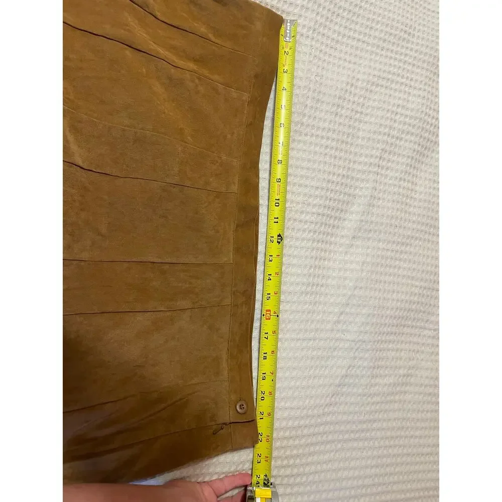 Dress Barn Western Wear Faux Suede Light Brown Midi Flare Skirt Size 24w - Picture 7 of 12